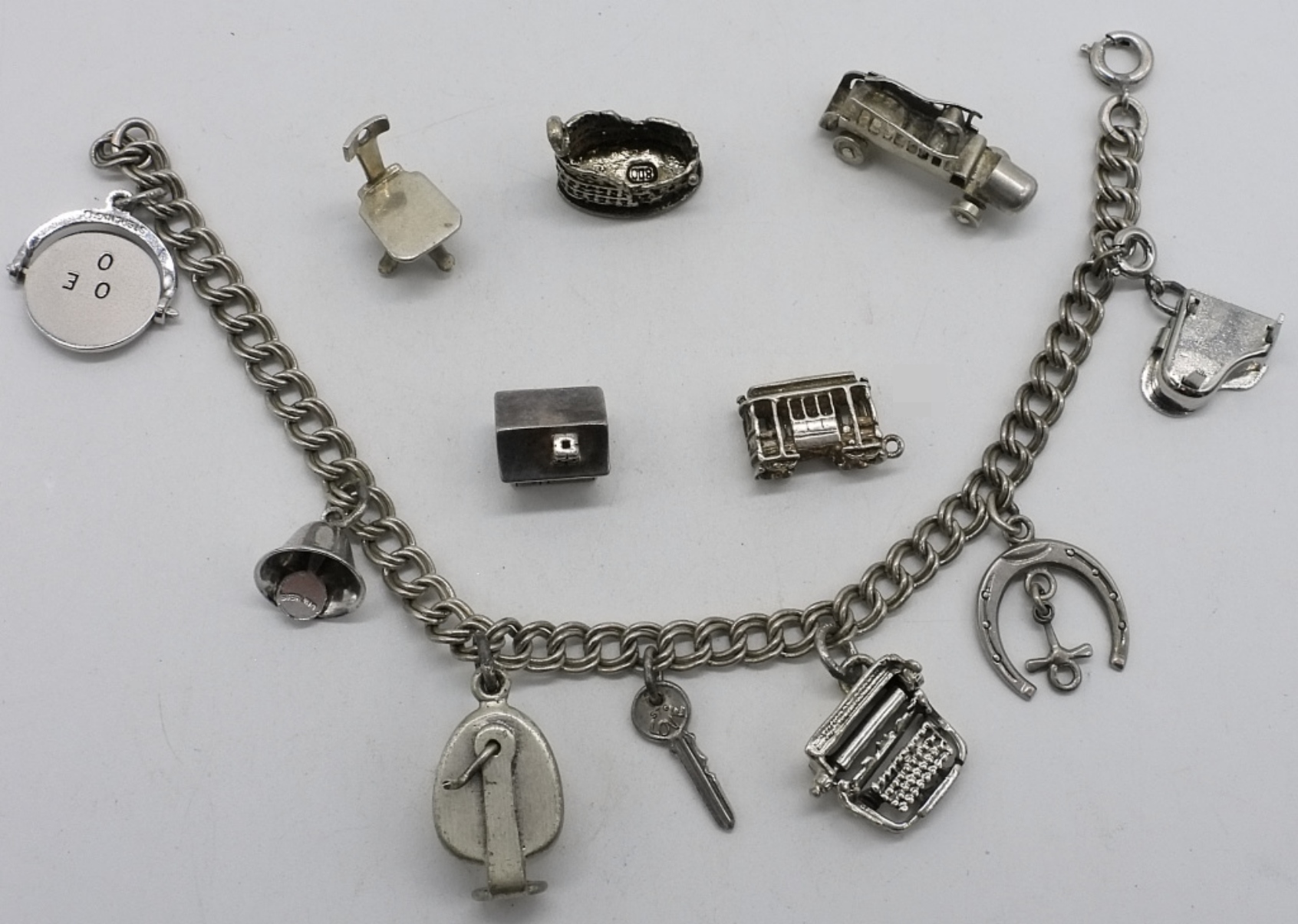 Sterling Charm Bracelet, 11 Charms