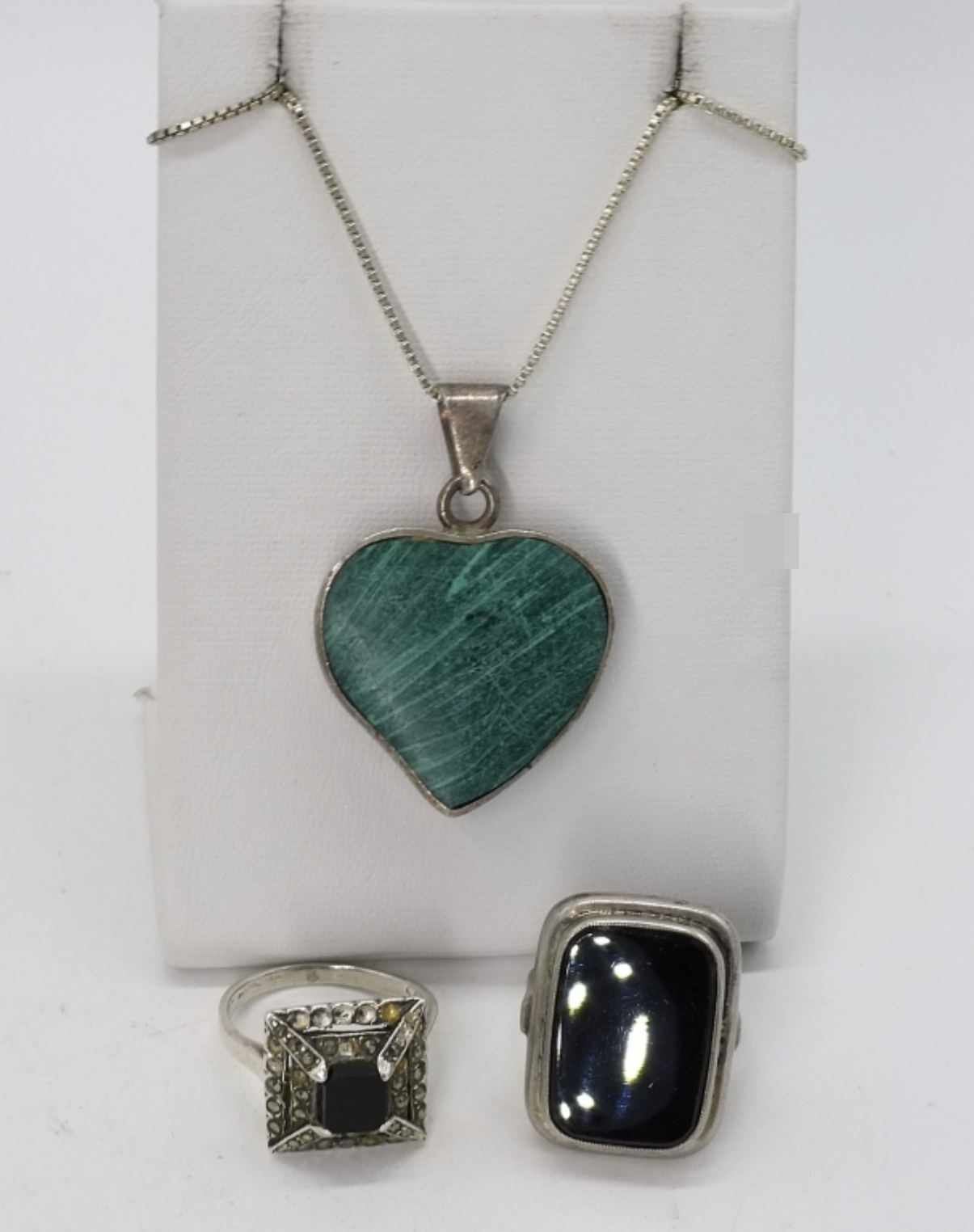 Sterling Silver Onyx Pendant & Ring