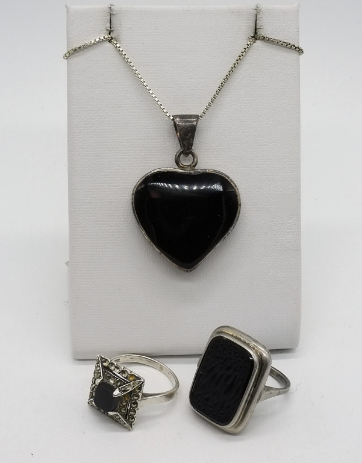 Sterling Silver Onyx Pendant & Ring