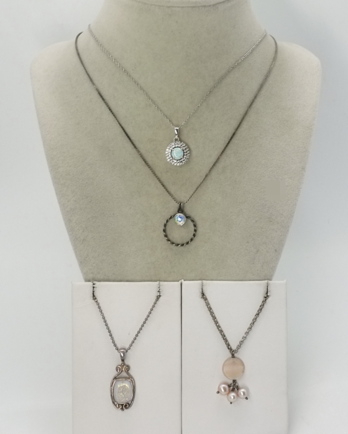 4 Sterling Silver Gemstone Necklaces