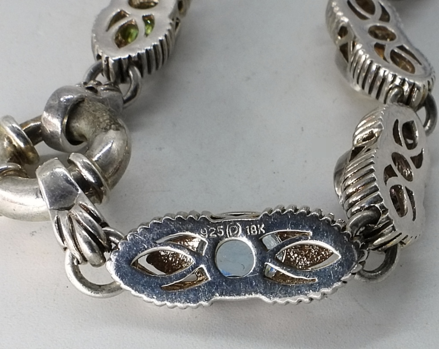 Sterling 18K Multi-Gemstone Bracelet & Earrings