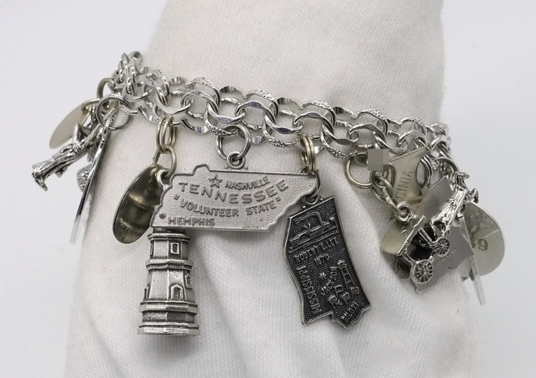 Sterling Charm Bracelet, 16 Charms,
