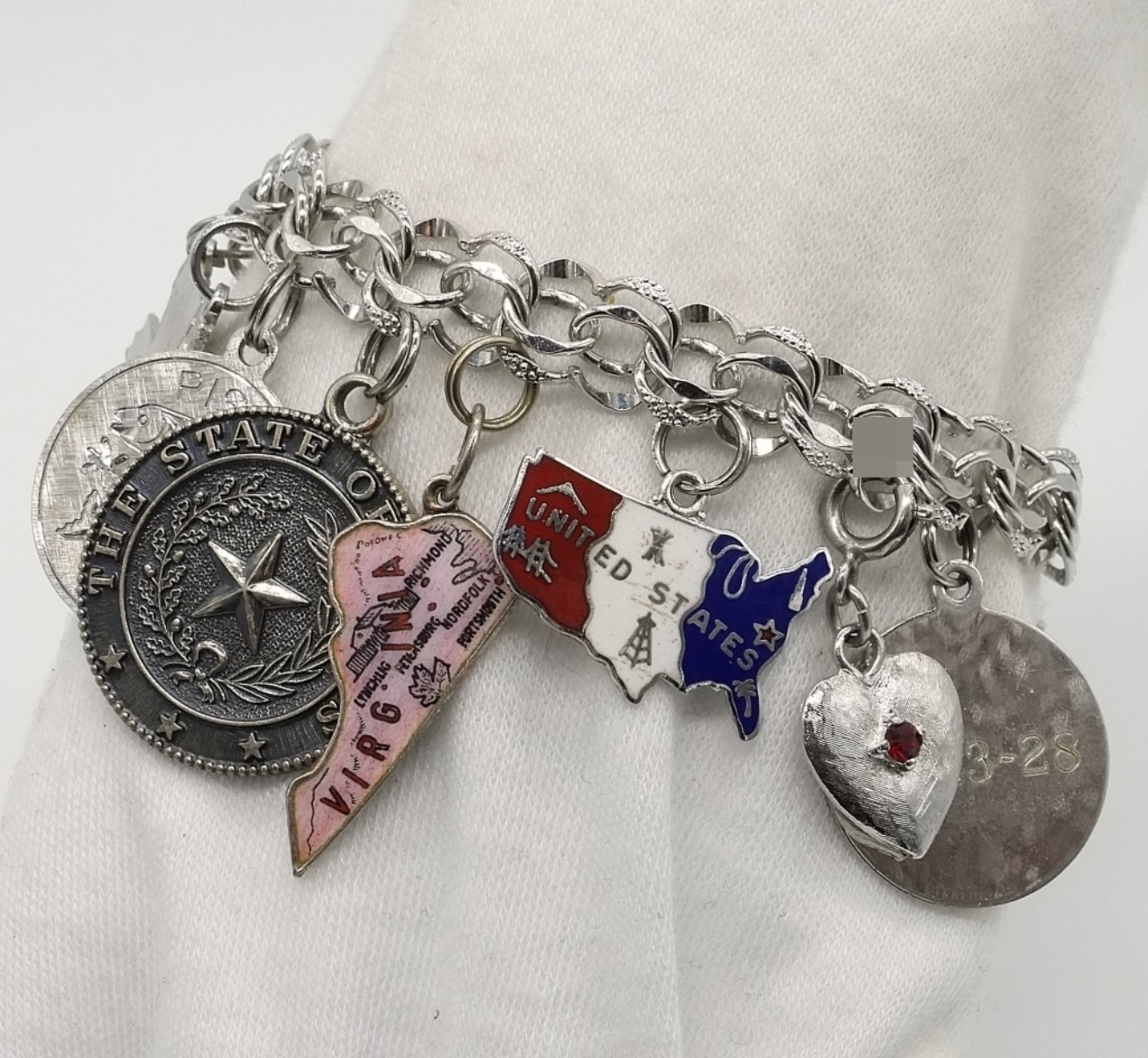 Sterling Charm Bracelet, 16 Charms,
