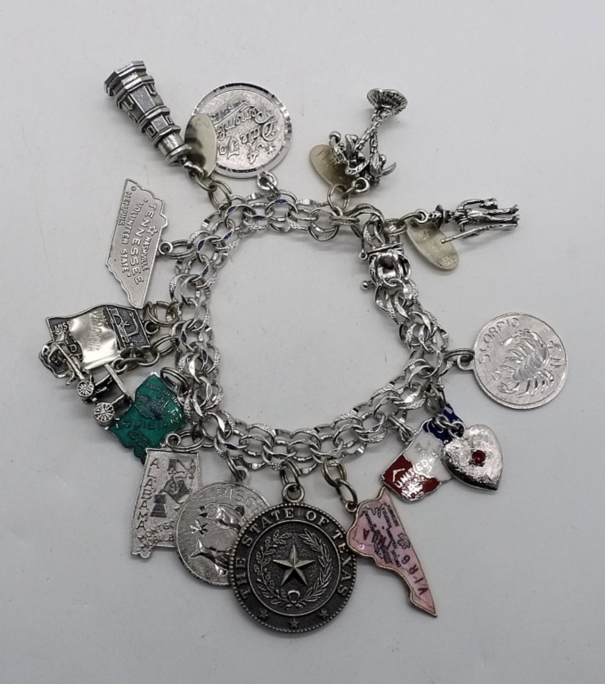 Sterling Charm Bracelet, 16 Charms,