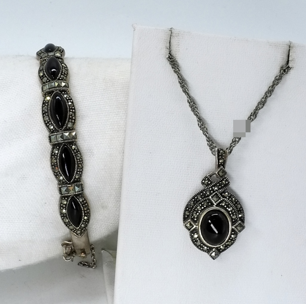 Black Onyx Sterling Necklace & Bracelet