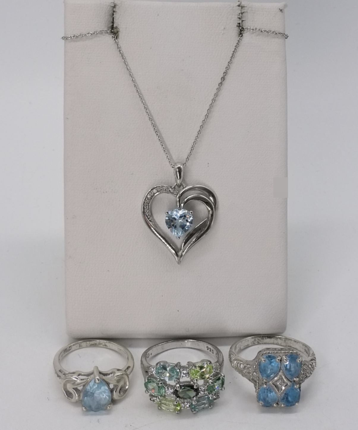 Sterling Silver Blue Topaz Aquamarine Jewelry Lot