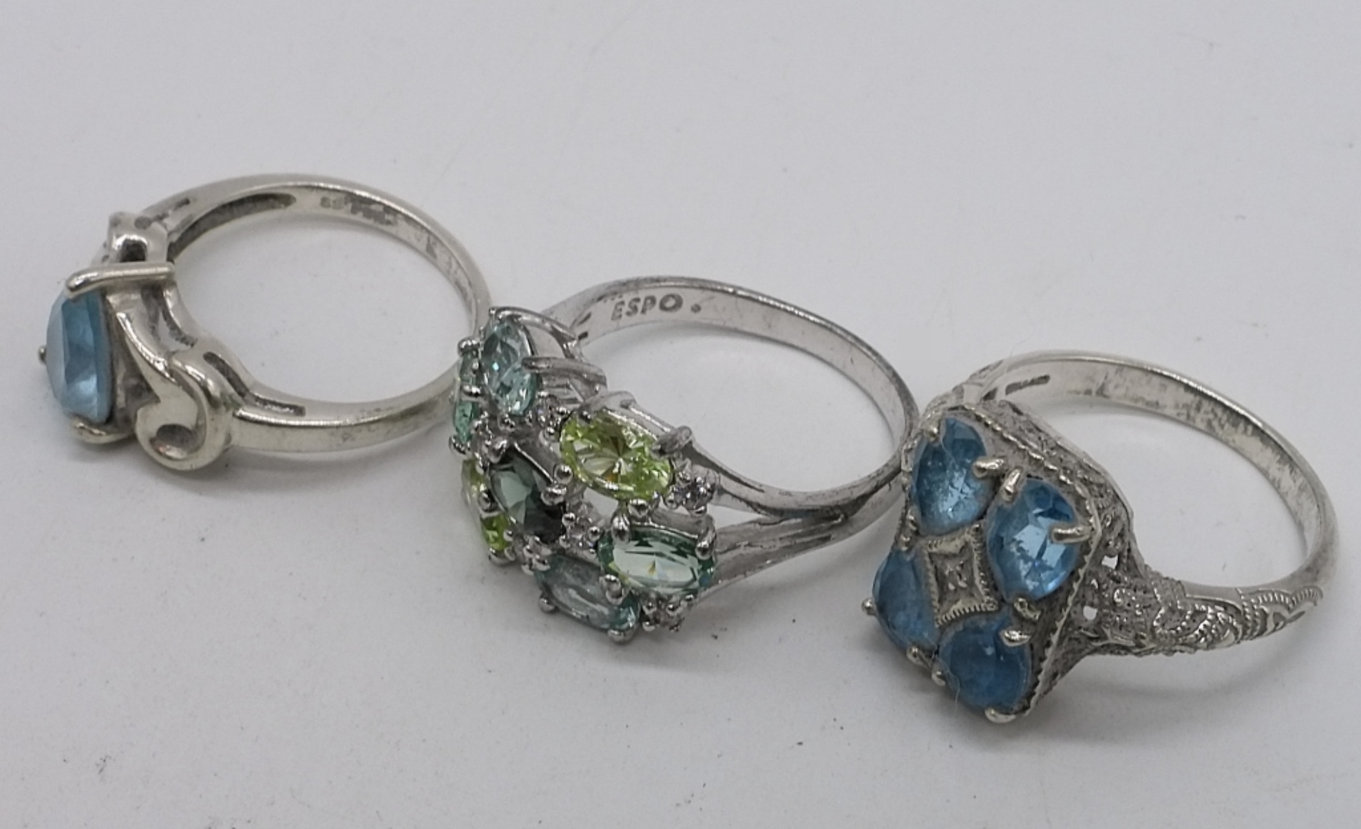Sterling Silver Blue Topaz Aquamarine Jewelry Lot