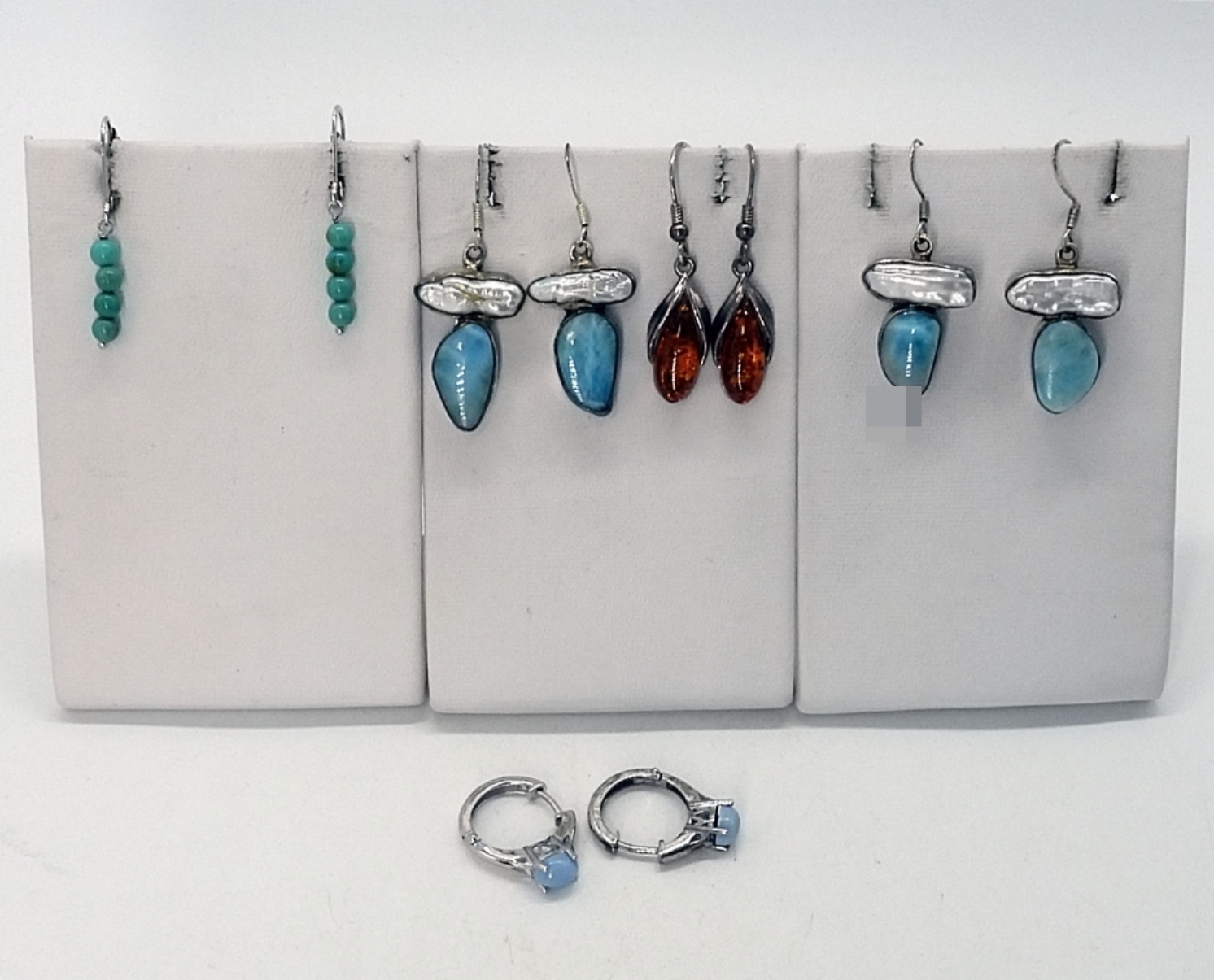 5 Pair 925 Earrings with Larimar & More