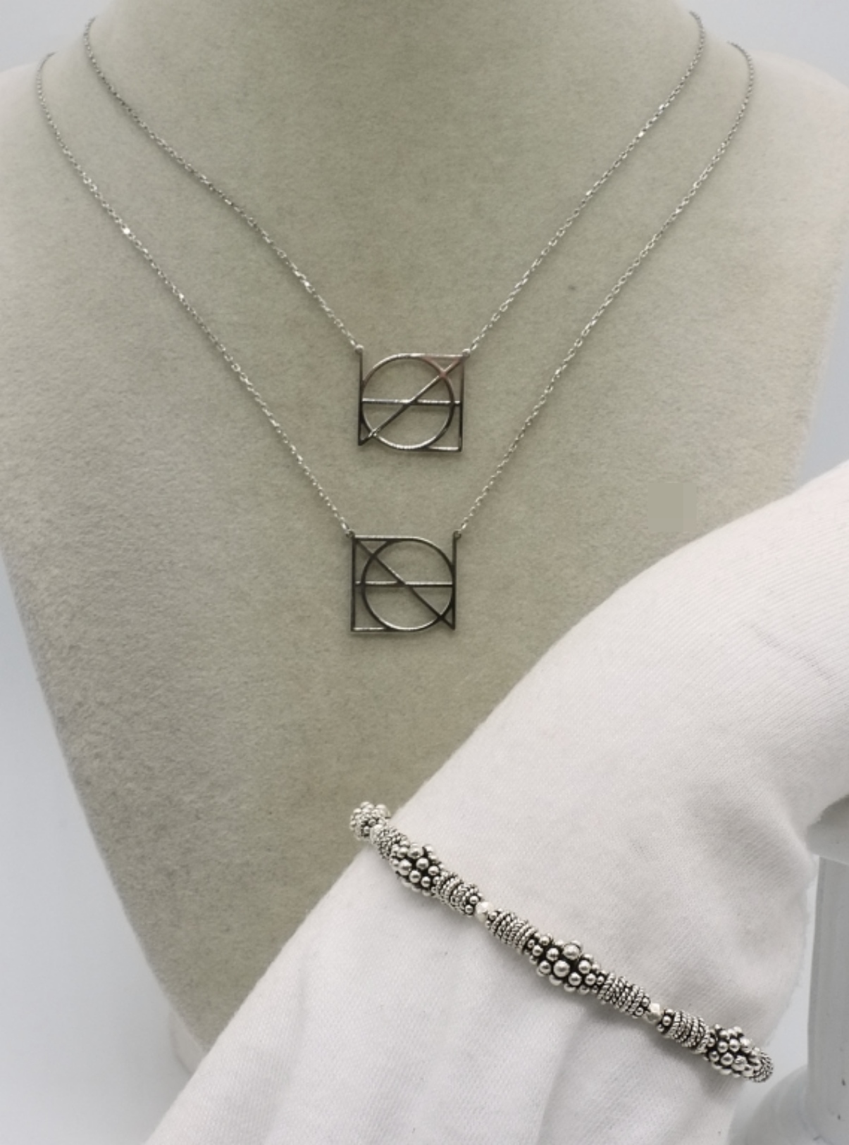 Sterling Silver Necklace & Bracelet Set, Modernist