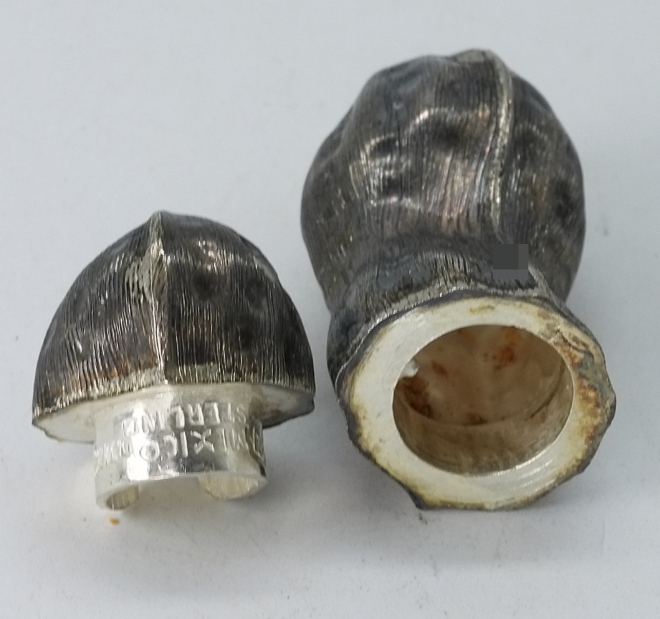 Sterling Silver Peanut Trinket Box, Screw Top