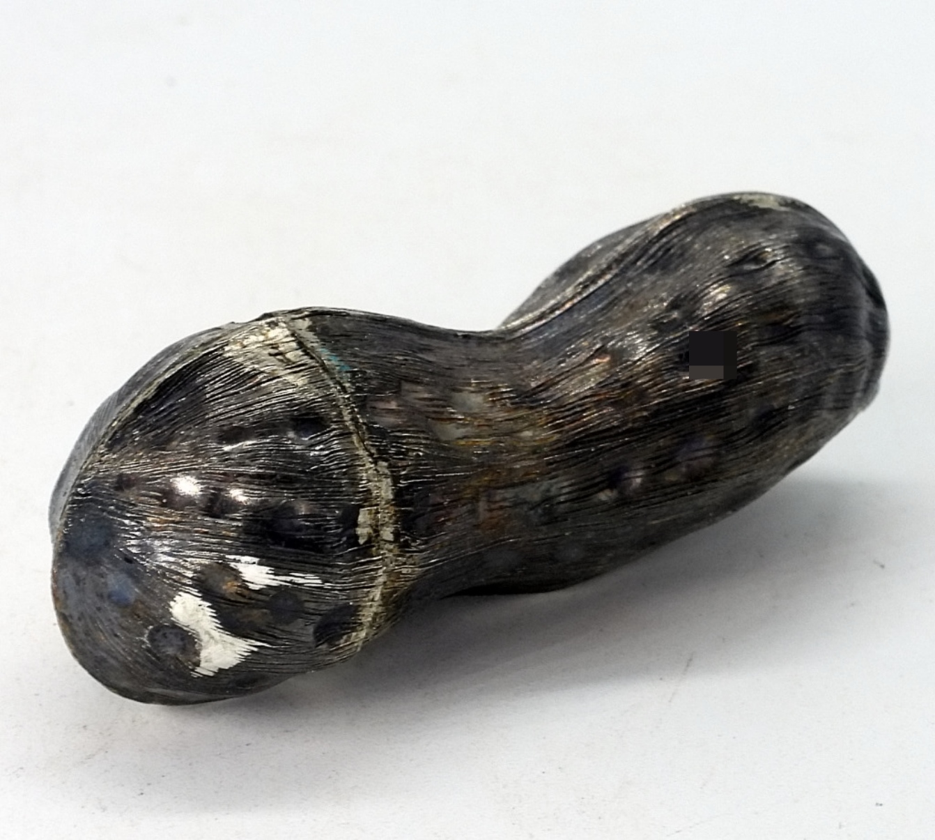 Sterling Silver Peanut Trinket Box, Screw Top