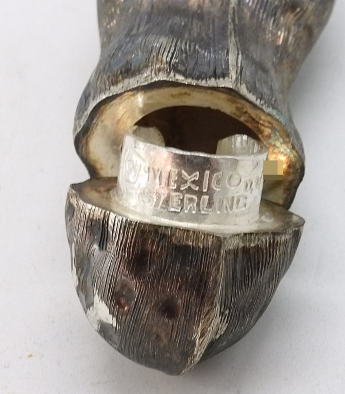 Sterling Silver Peanut Trinket Box, Screw Top