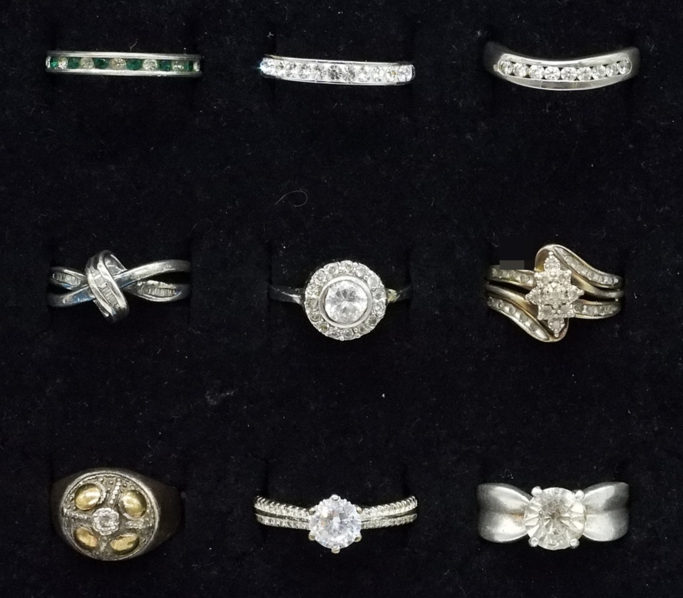 9 Simulated Diamond 925 Rings