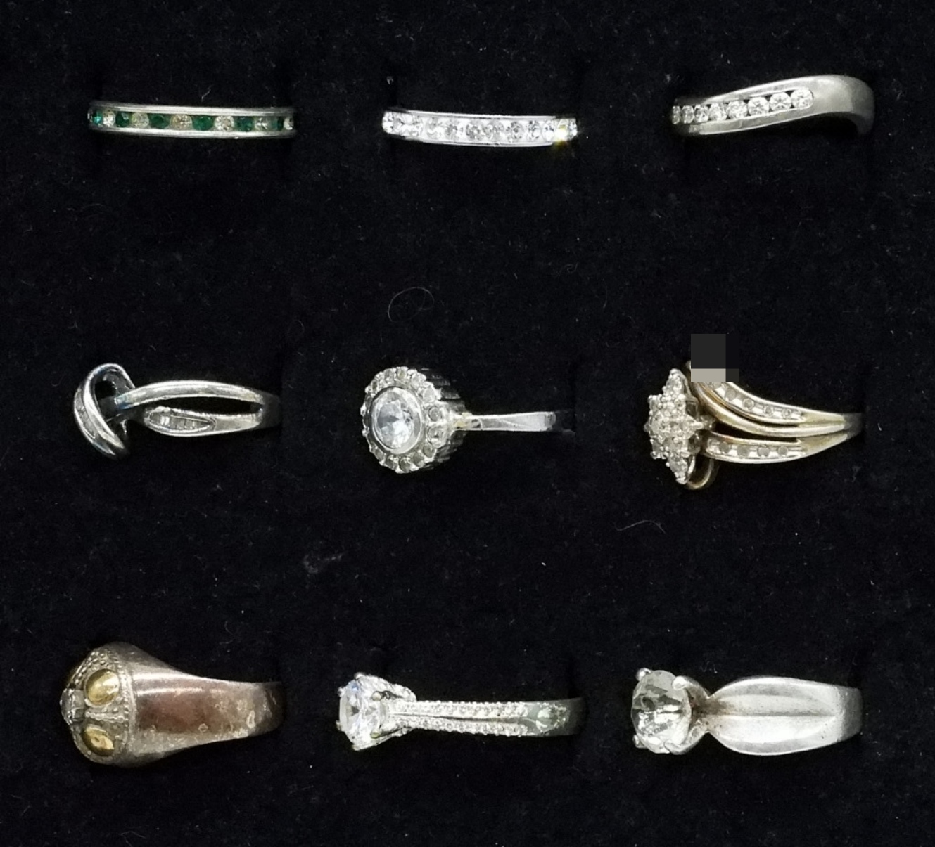 9 Simulated Diamond 925 Rings