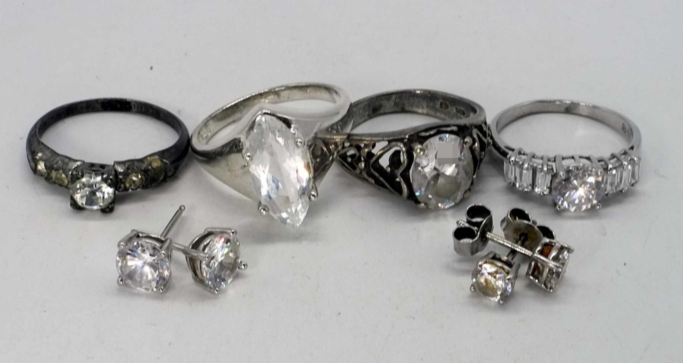 Sterling Silver Simulated Diamond Jewelry, 7 Piece