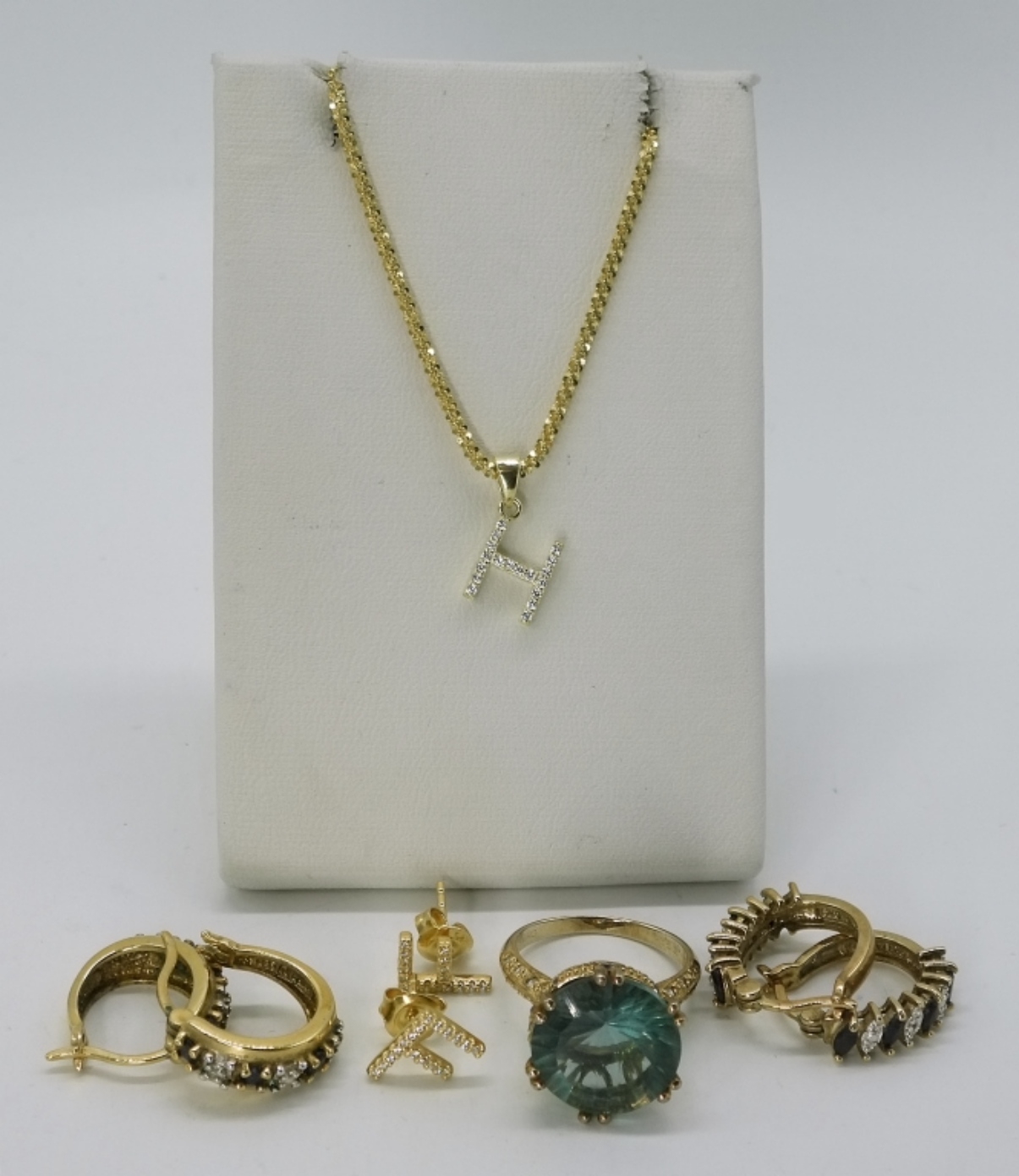 Sterling Gold-Tone Earrings, Necklace & Ring