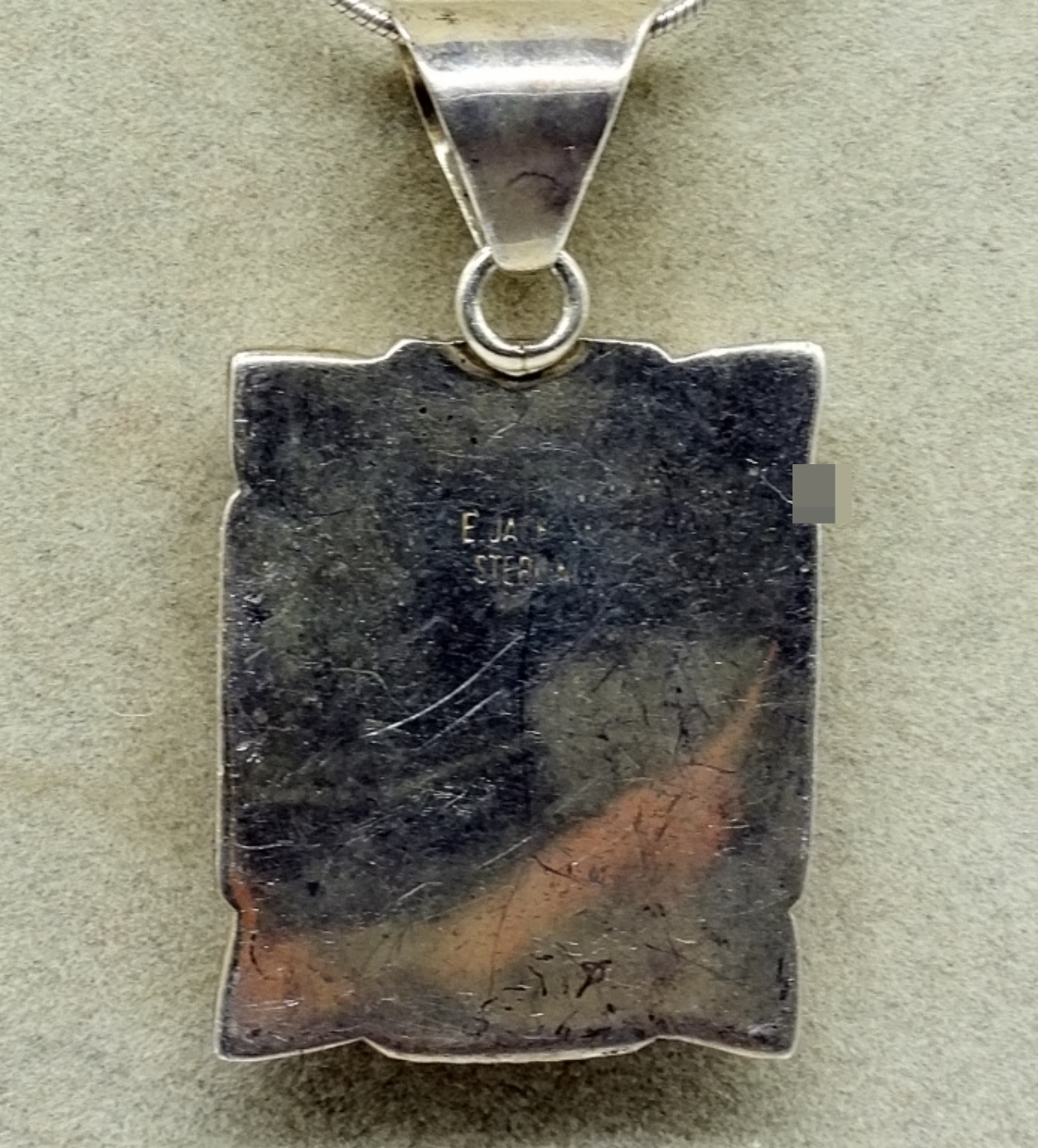 Sterling Native American Inlay Pendant Necklace