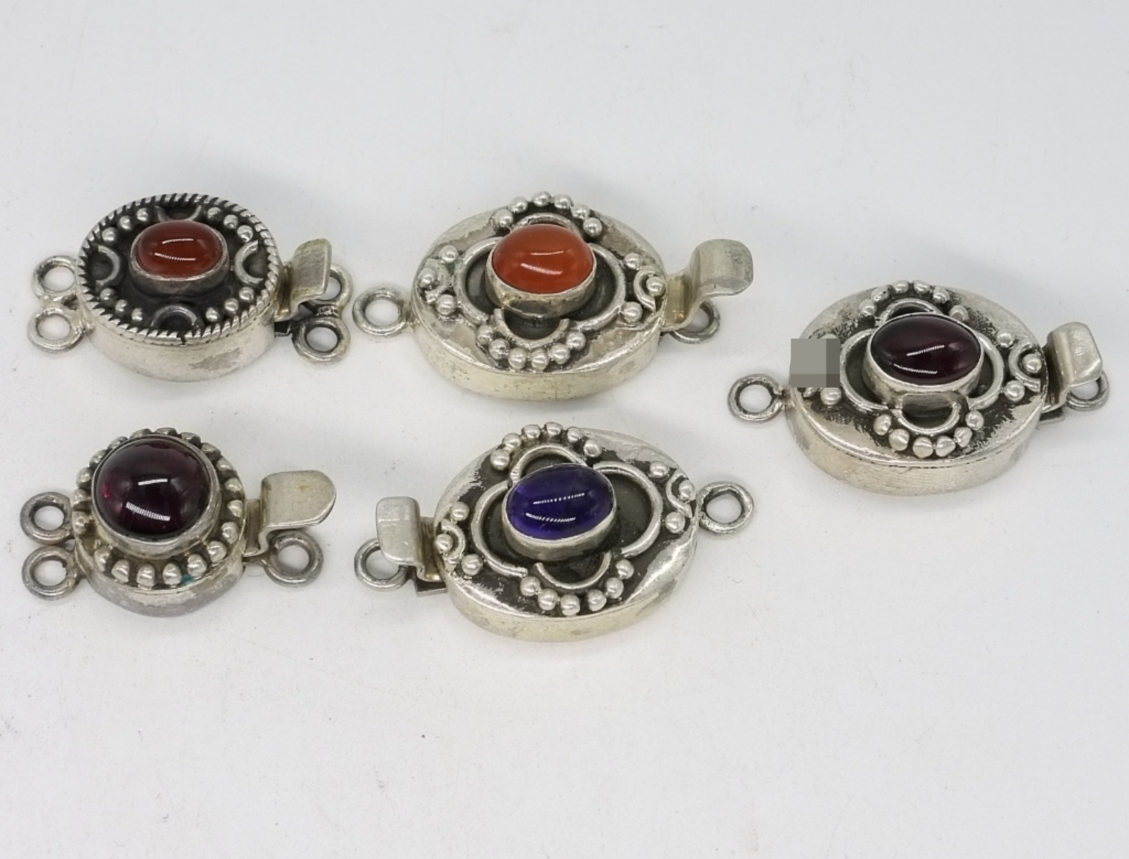 5 Piece Sterling Gemstone Clasp Set