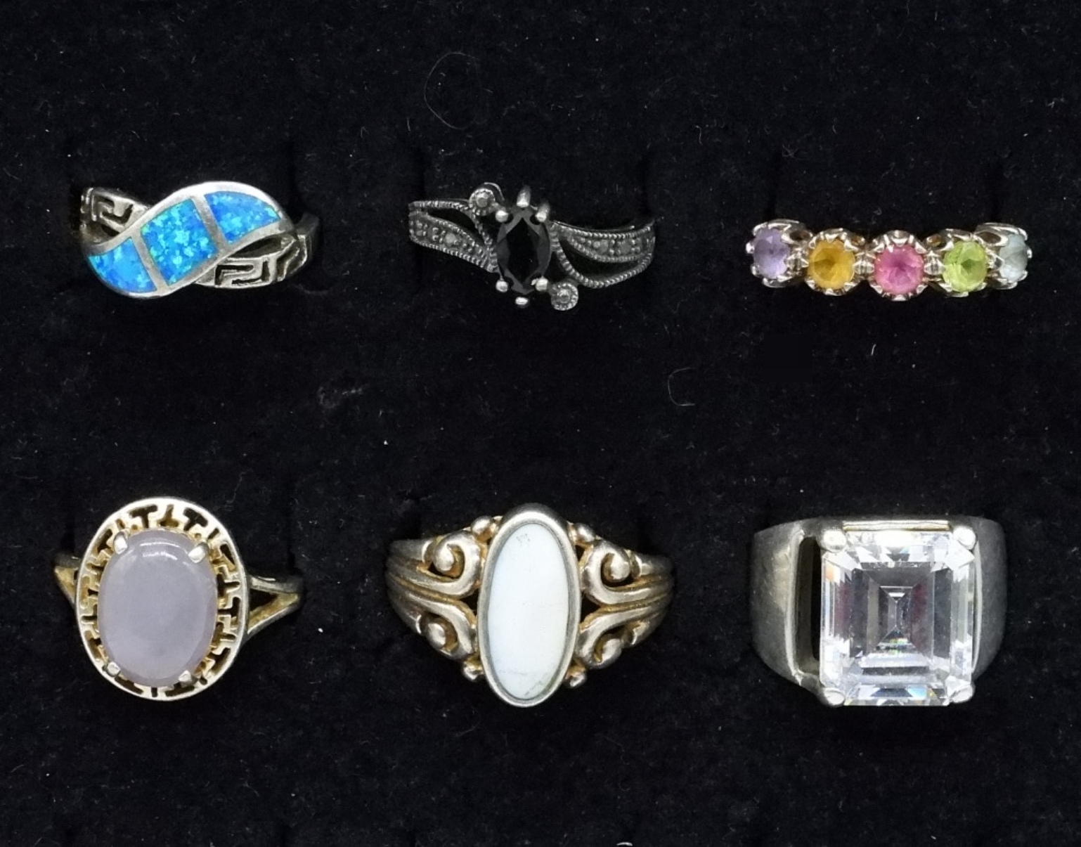 6 Sterling Gemstone Fashion Rings