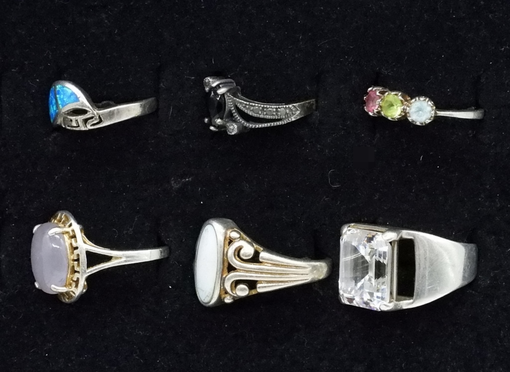 6 Sterling Gemstone Fashion Rings