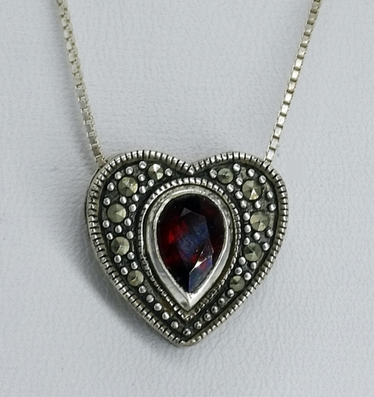 Sterling Garnet Marcasite Jewelry Set