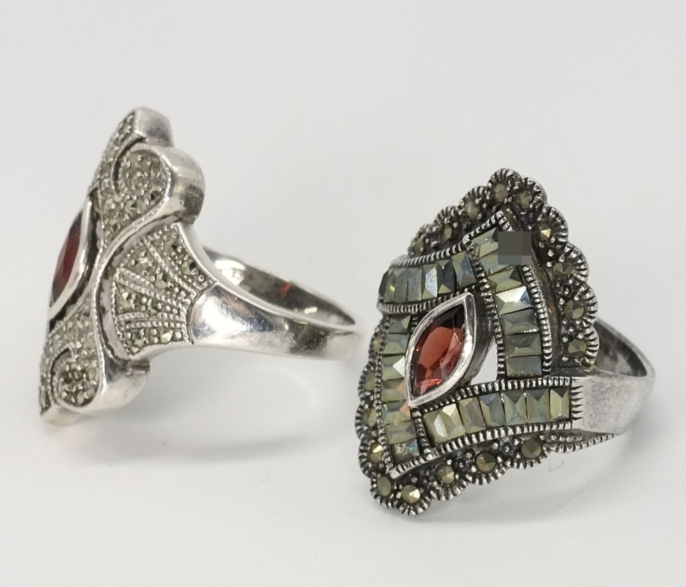 Sterling Garnet Marcasite Jewelry Set