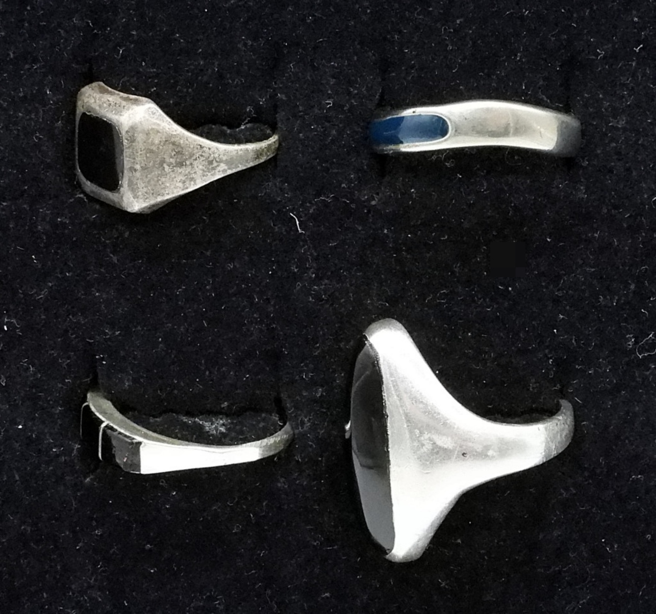 Sterling Silver Black Onyx Ring Lot, 4 Pieces