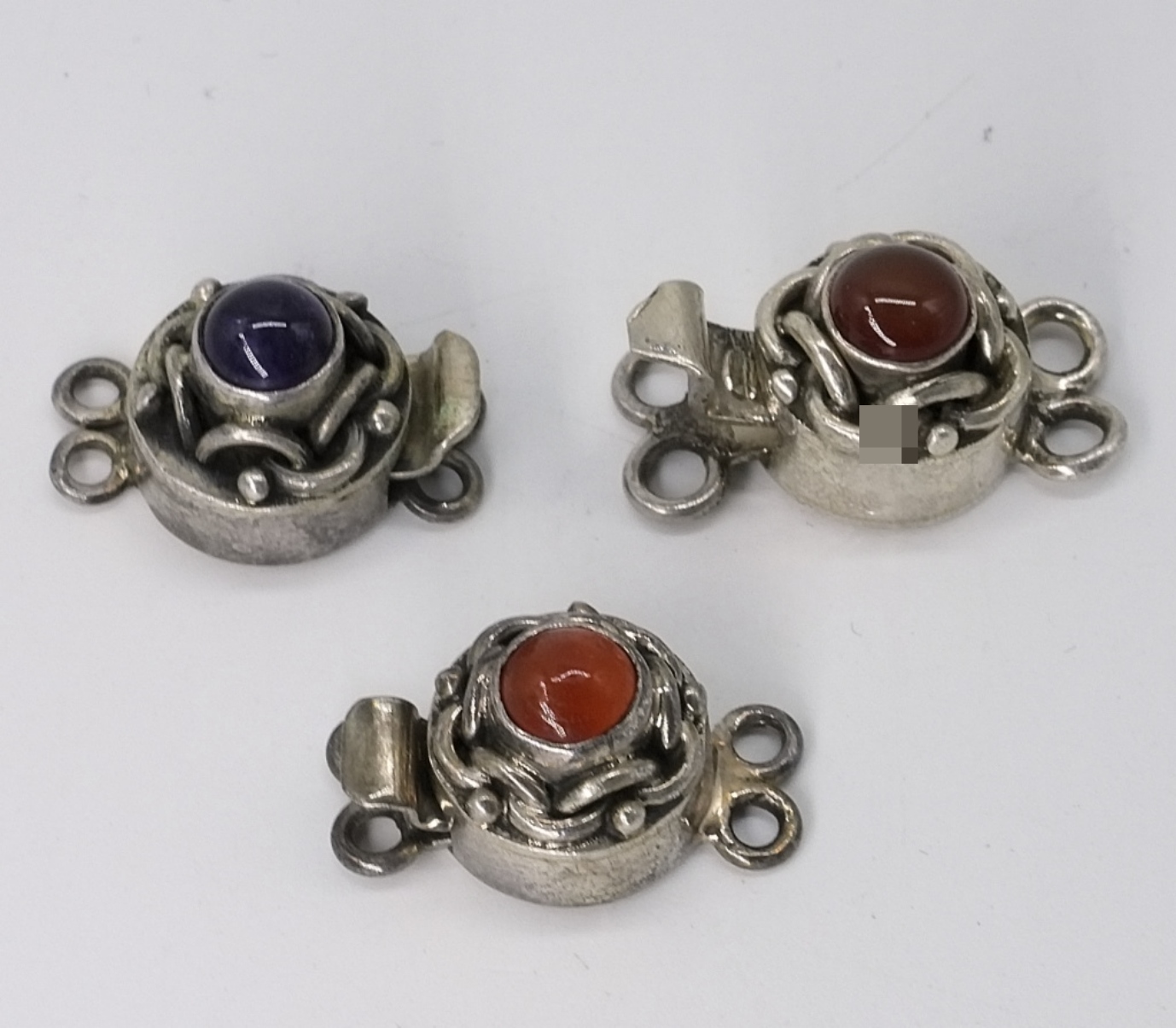 Sterling Silver Gemstone Clasps, Set of 3