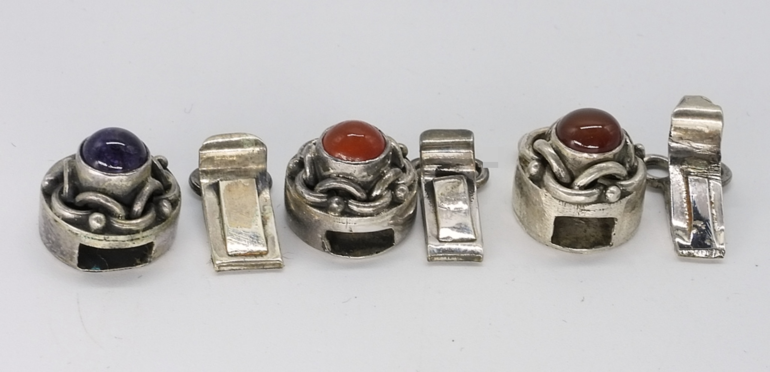 Sterling Silver Gemstone Clasps, Set of 3