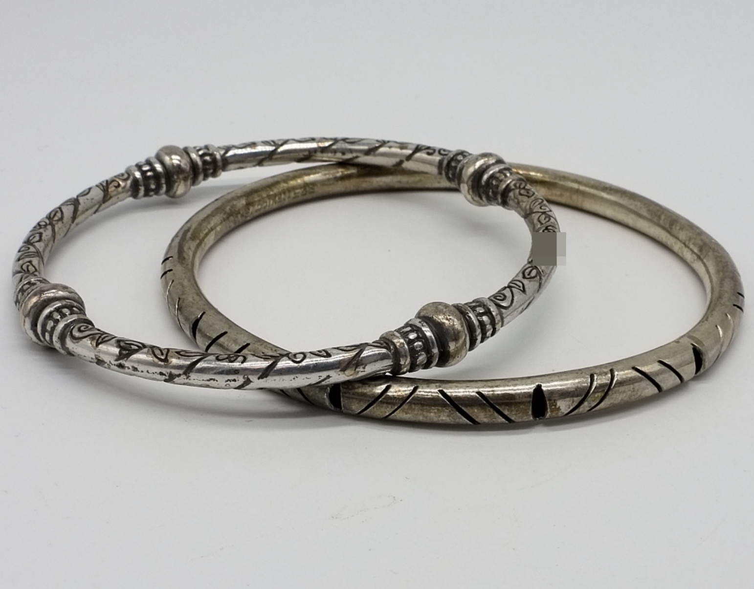 2 Sterling Bangles, One Taxco Mexico