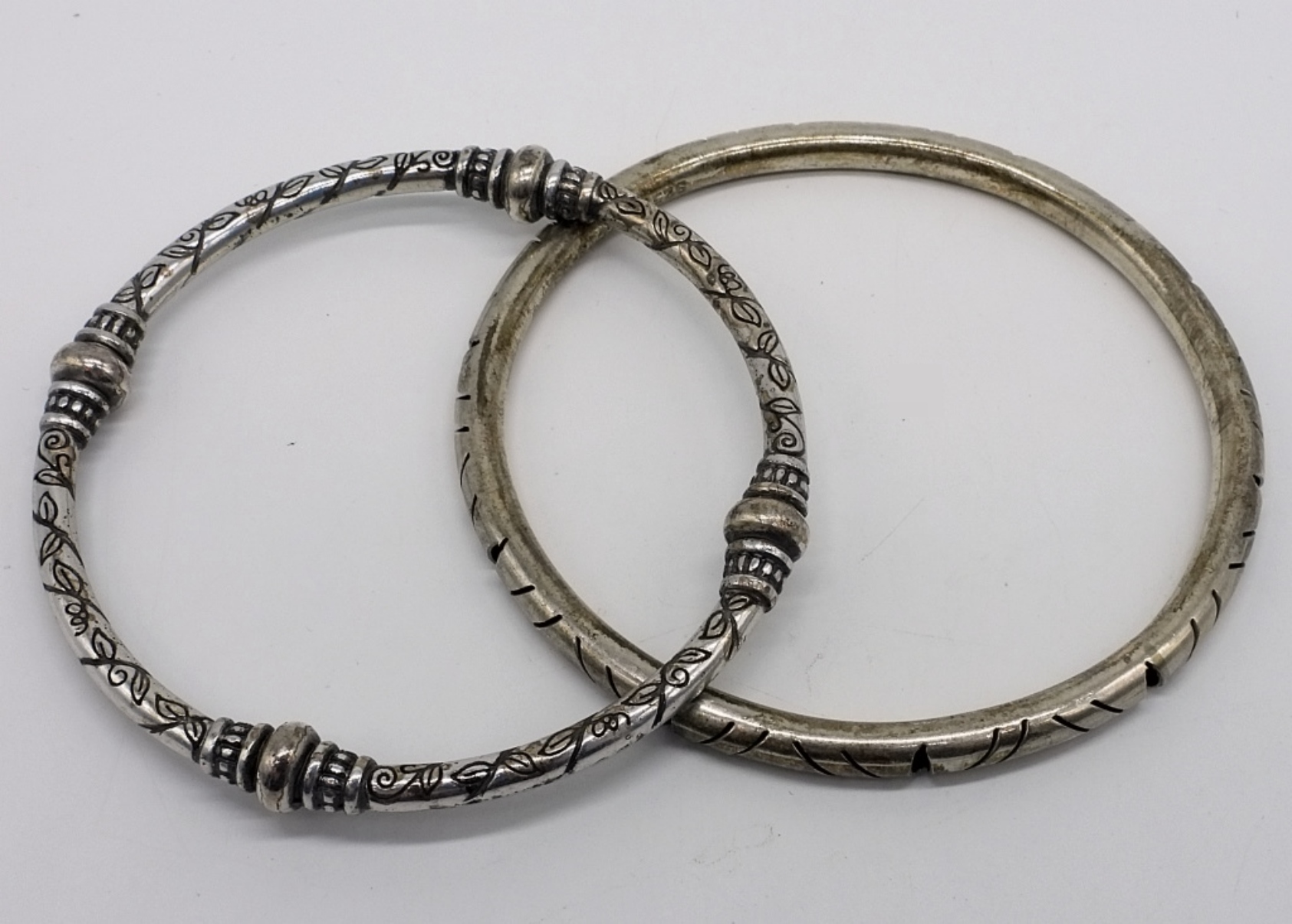 2 Sterling Bangles, One Taxco Mexico