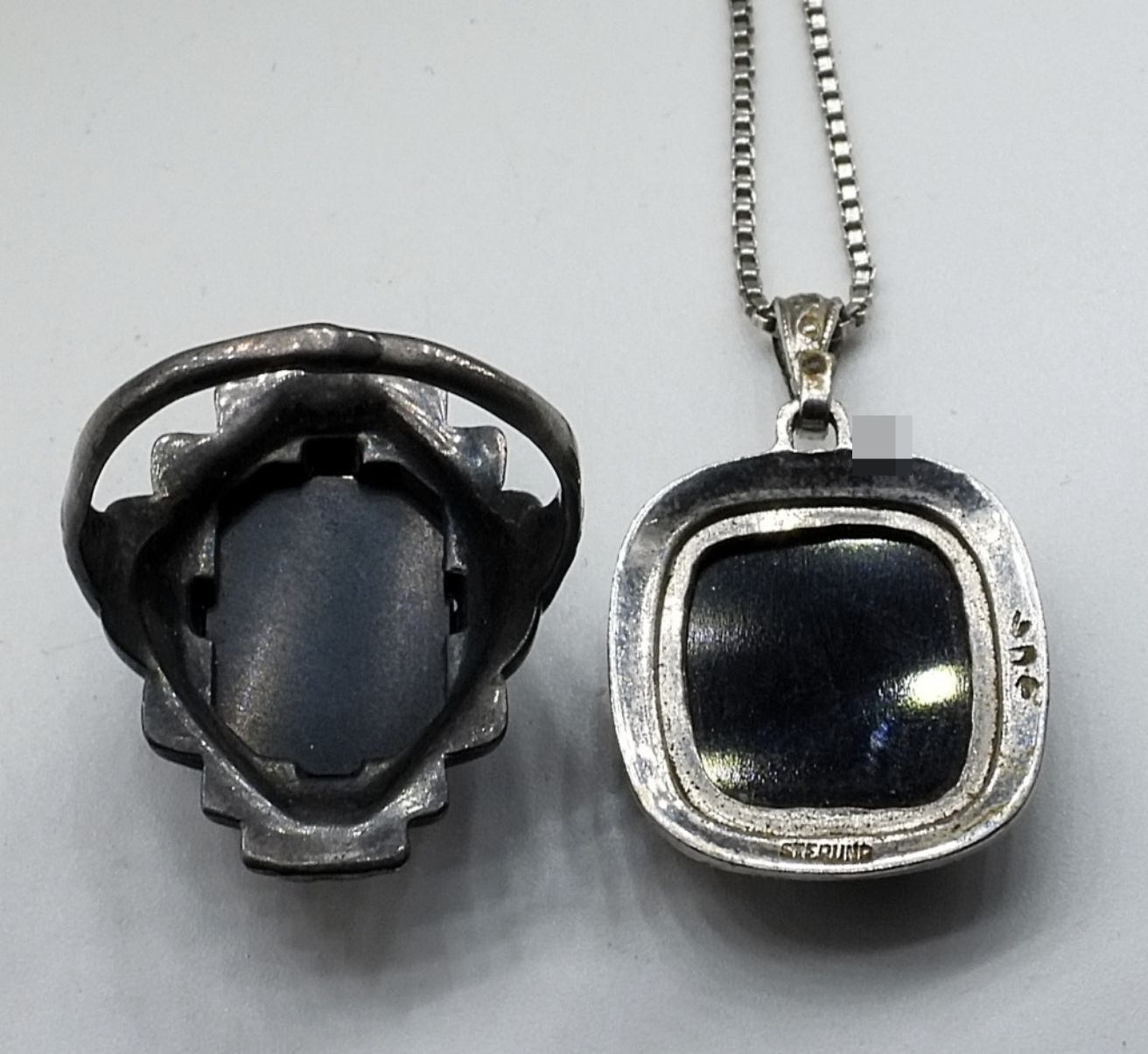 3 Piece Sterling Onyx Marcasite Jewelry Set