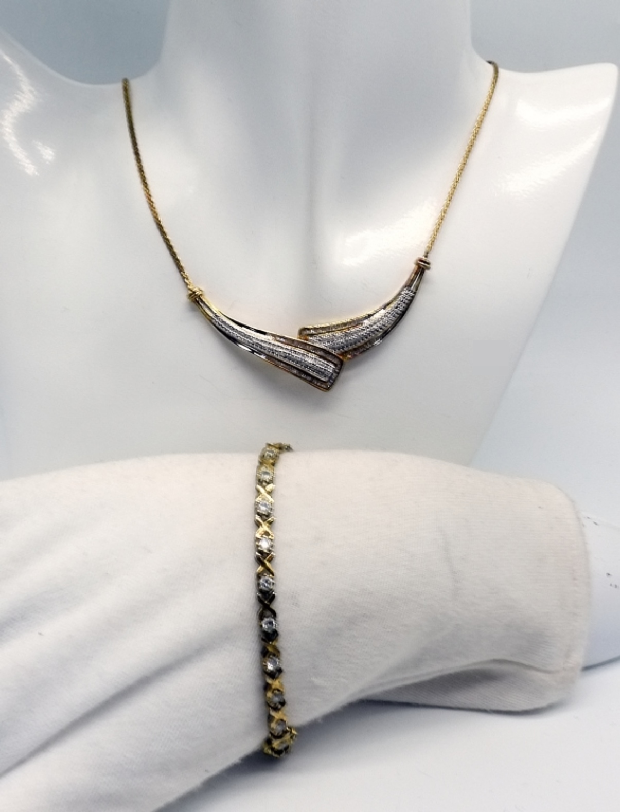 Sterling Silver Gold-Tone Necklace & Bracelet Set