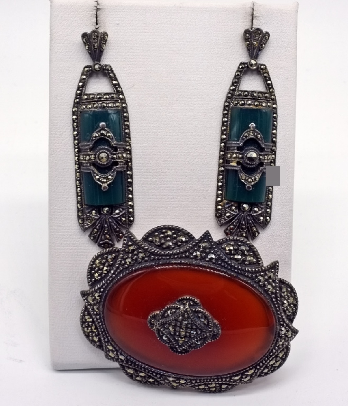 Carnelian & Green Onyx Vintage 925
