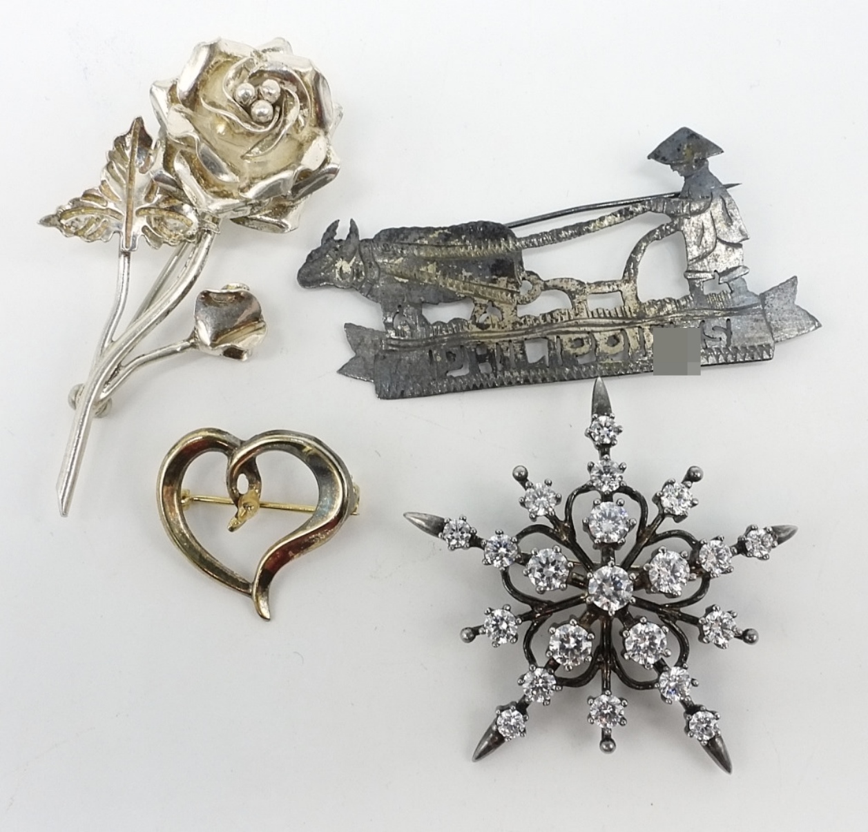 4 Piece Sterling Vintage Brooch Lot