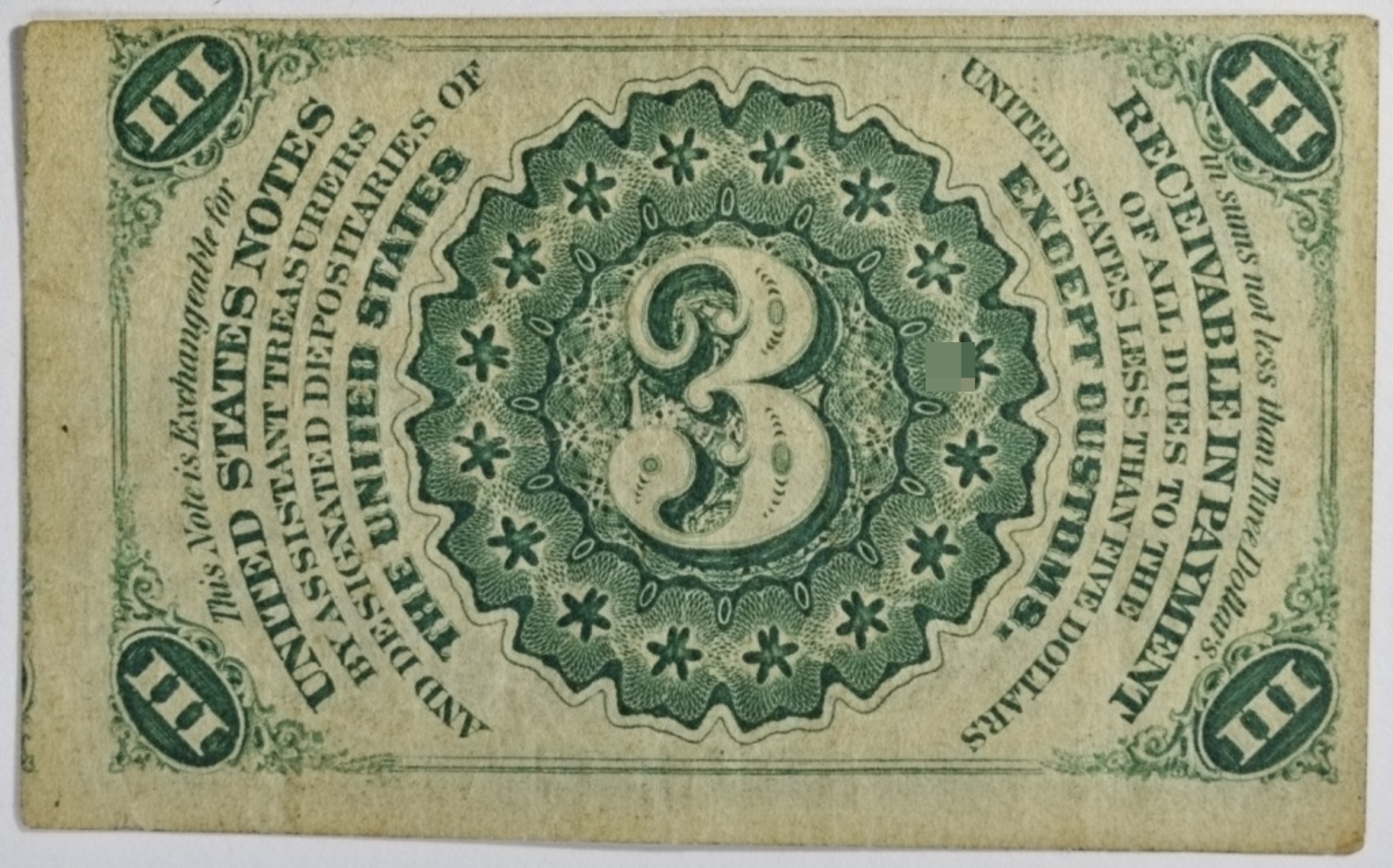 1863 3 Cent Fractional Currency 3rd Issue