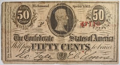 1864 Confederate States 50 Cents. Richmond April 6, 1863