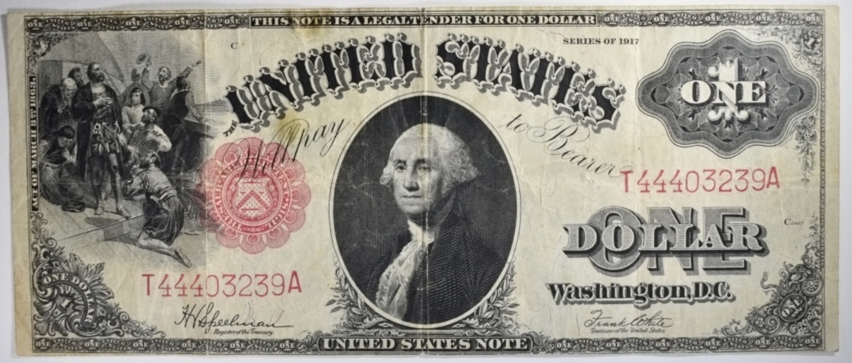 1917 $1 Legal Tender SN T44403239A
