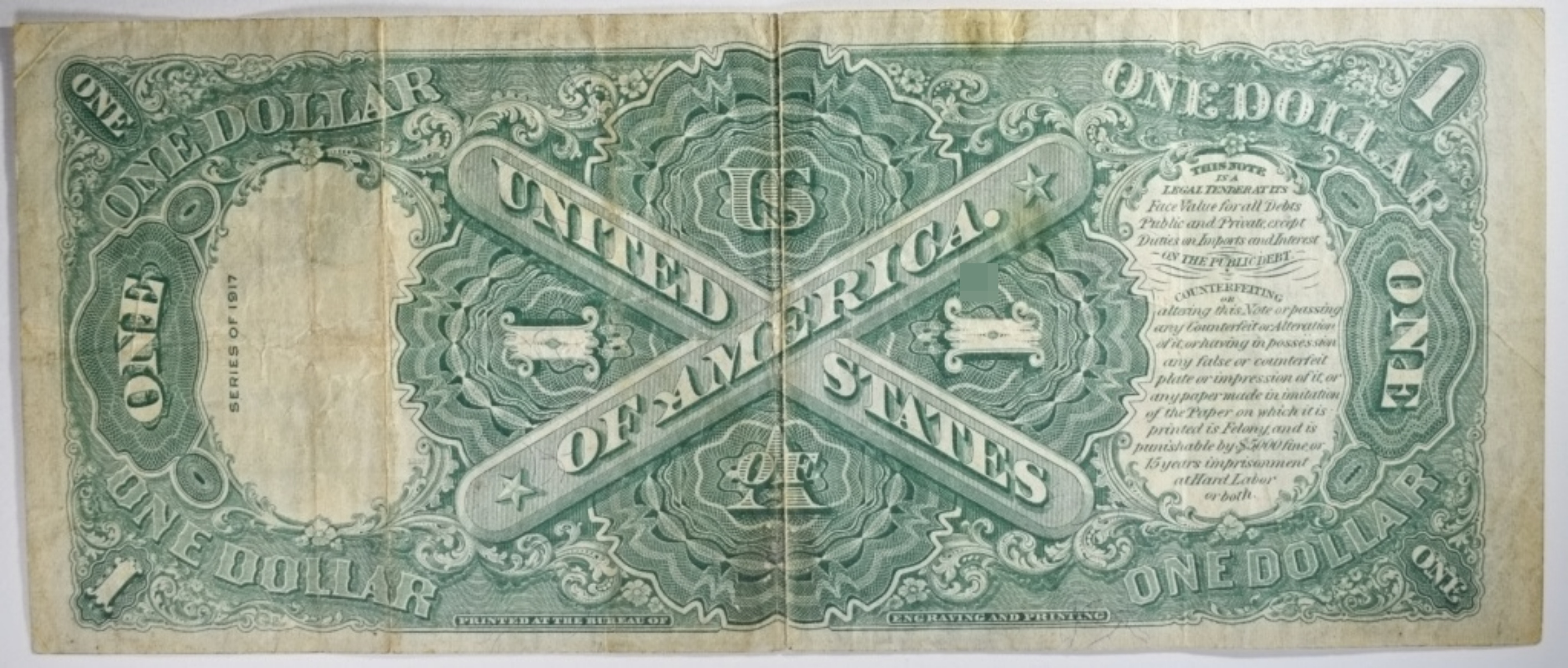 1917 $1 Legal Tender SN T44403239A
