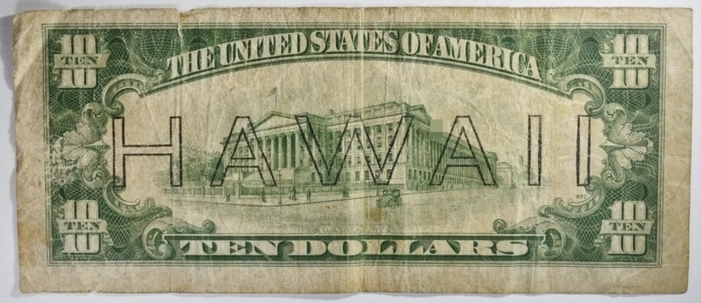 1934A $10 Hawaii Silver Cert. SN L44171940B
