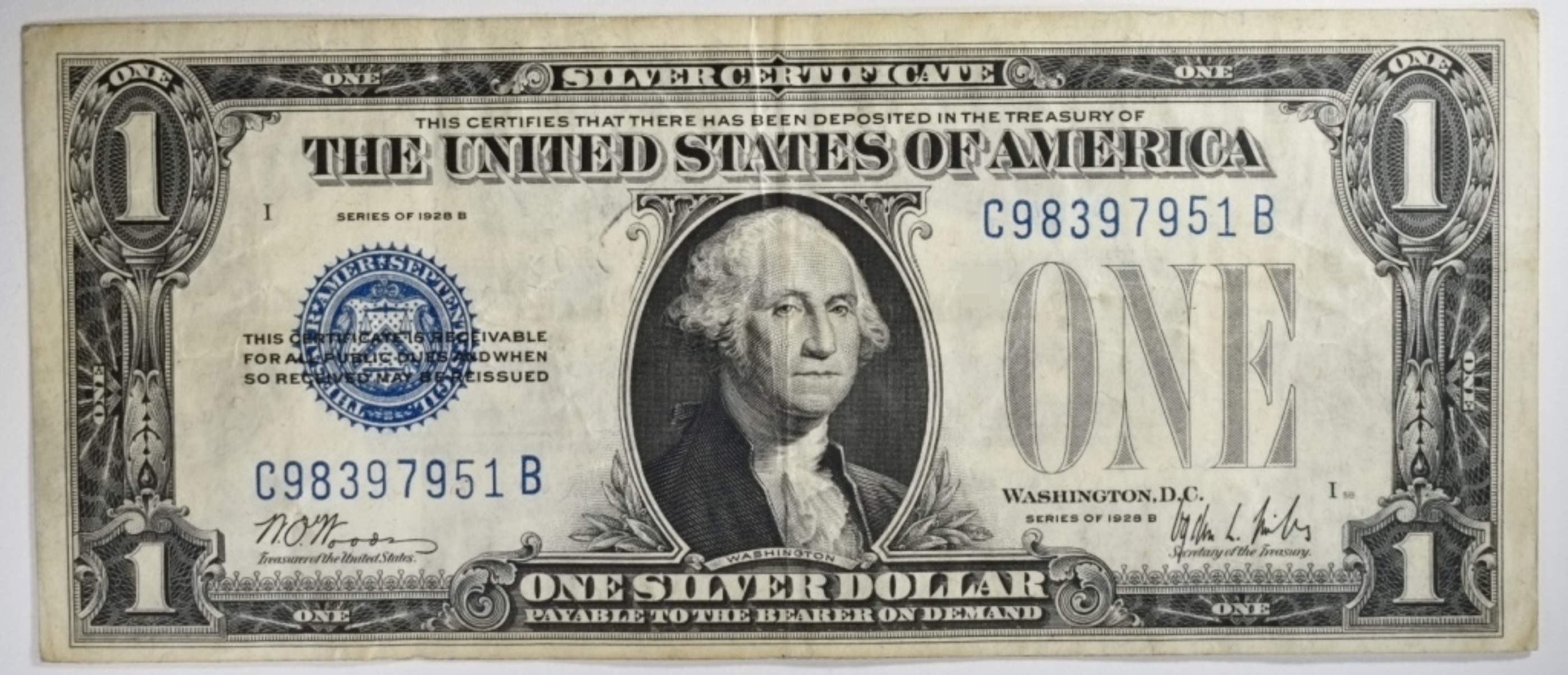 1928B $1 Silver Certificate SN C98397951B