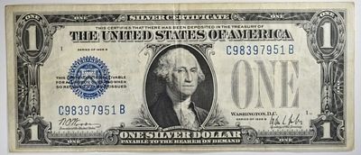 1928B $1 Silver Certificate SN C98397951B. 1928B $1 Silver Certificate SN C98397951B