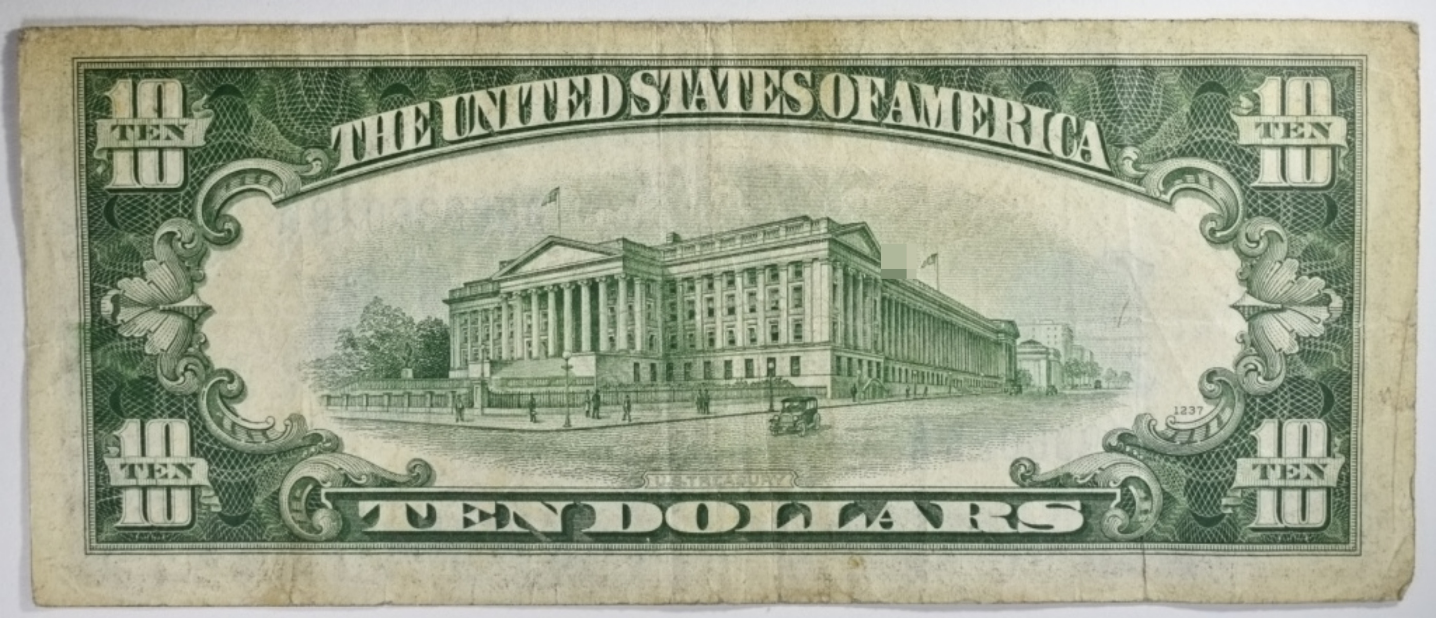 1934C $10 Silver Certificate SN B38936028A
