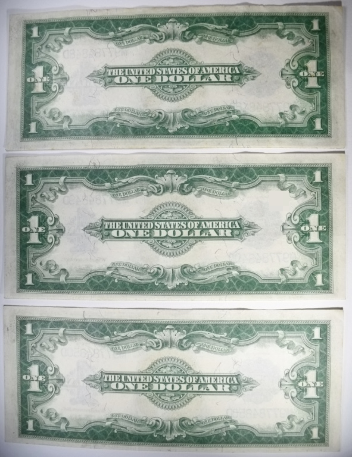 3- 1923 $1 Silver Certs. Consecutive Serial No.