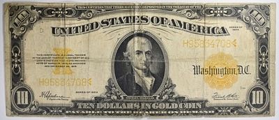 1922 $10 Gold Cert. SN H95834708. 1922 $10 Gold Cert. SN H95834708
