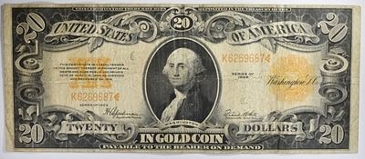 1922 $20 Gold Cert. SN K6269687. 1922 $20 Gold Cert. SN K6269687