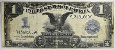 1899 $1 Black Eagle Silver Cert SN Y13481069Y. 1899 $1 Black Eagle Silver Cert SN Y13481069Y
