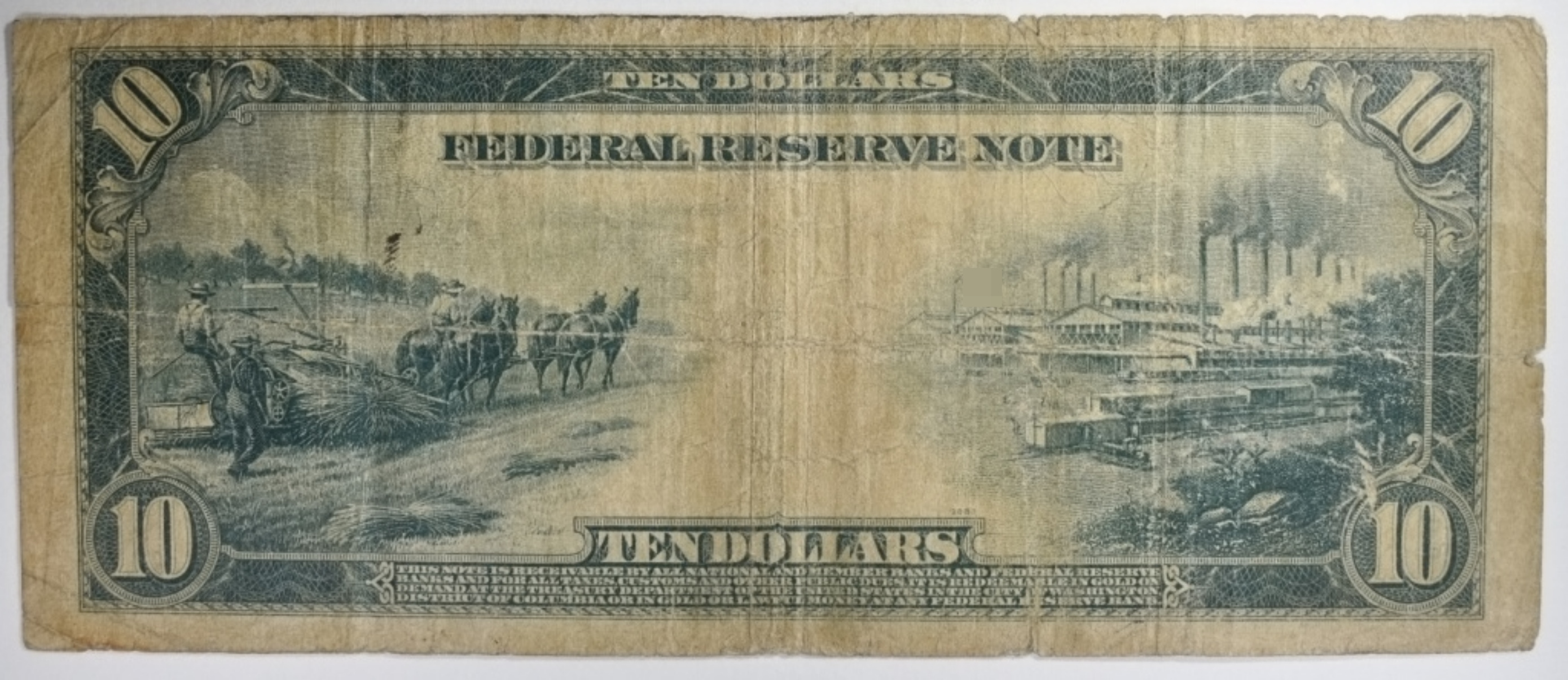 1914 $10 Federal Reserve Note SN C31796903A 3-C