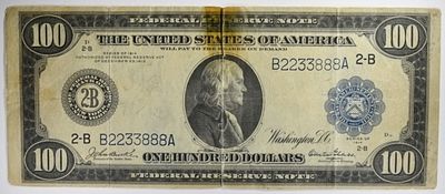 1914 $100 Federal Reserve Note SN B2233888A 2-B