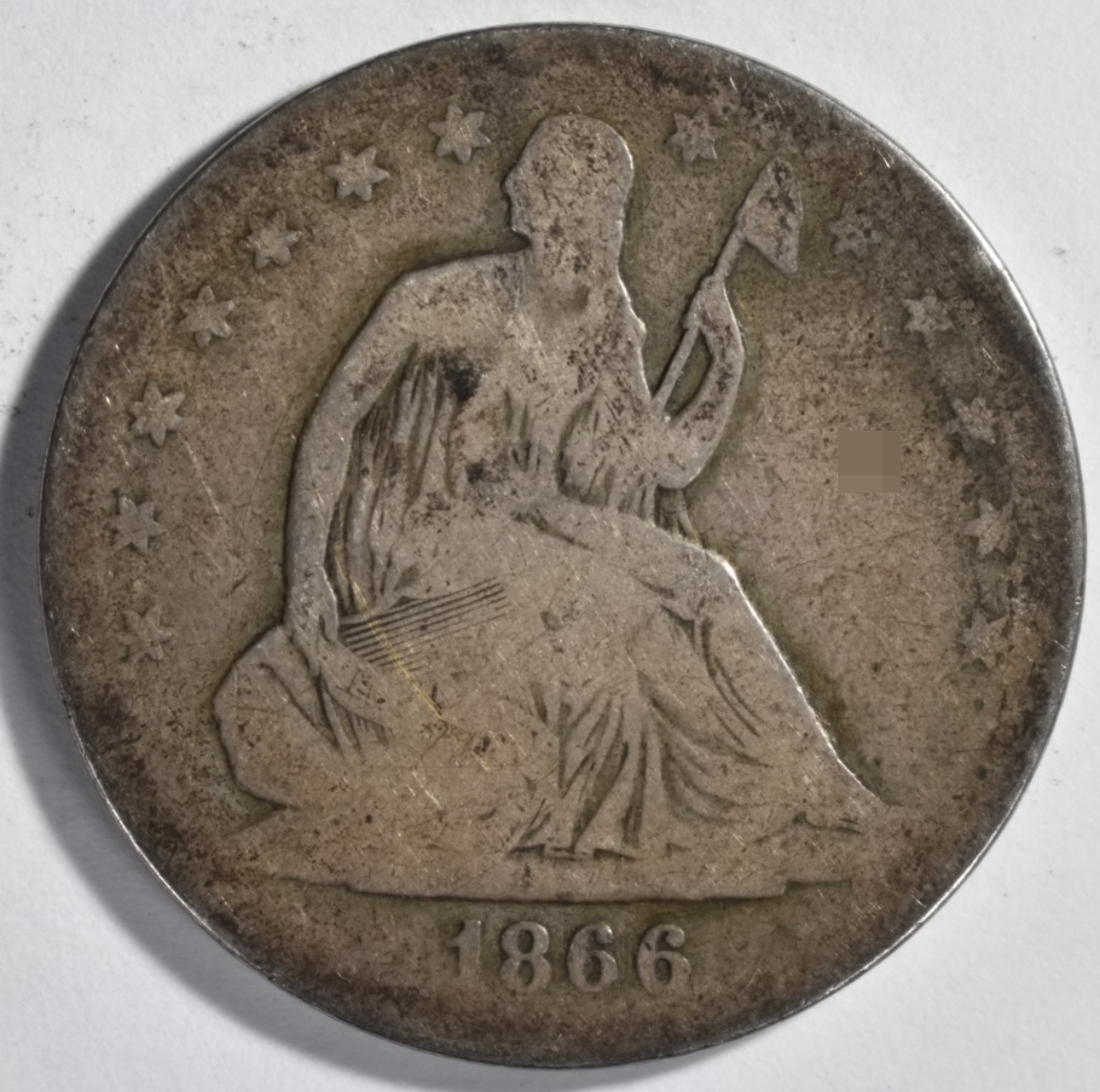 1866-S With Motto Seated Half Dollar